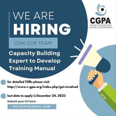 Capacity Building Expert to Develop Training Manual for RTI and RTS of Local Services - CGPA Jobs