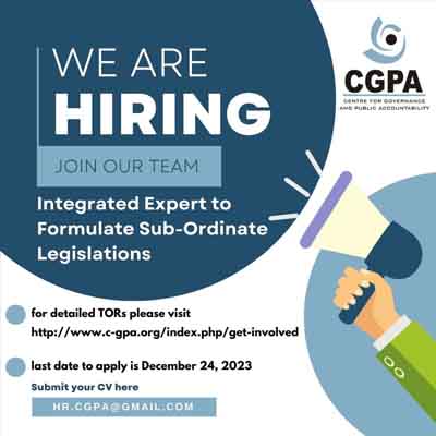 Integrated Expert to Formulate Sub-Ordinate Legislations - CGPA Jobs