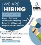 Expert to Frame Immovable Property Lease Rules for Village and Neighborhood Councils - CGPA Jobs