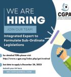 Integrated Expert to Formulate Sub-Ordinate Legislations - CGPA Jobs